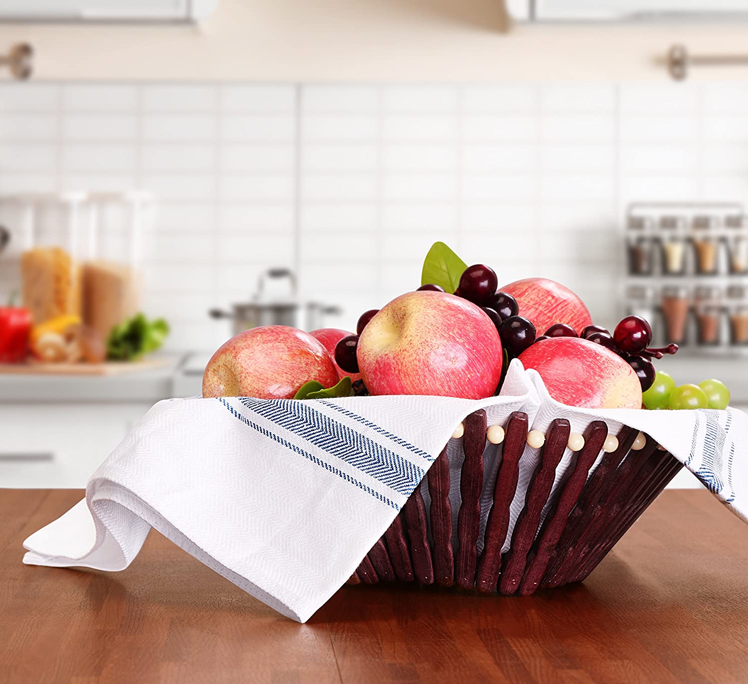 Towels 12 Pack Dish Towels - Resuable Kitchen Towels -15 x 25 Inches Ultra Soft Cotton Dish Cloths - Super Absorbent Cleaning Cloths, Blue