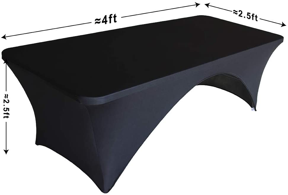 Spandex Table Cover 4 ft. Fitted 30+ Colors Polyester Tablecloth Stretch Spandex Table Cover-Table Toppers,4 FT Table Cover Open Back