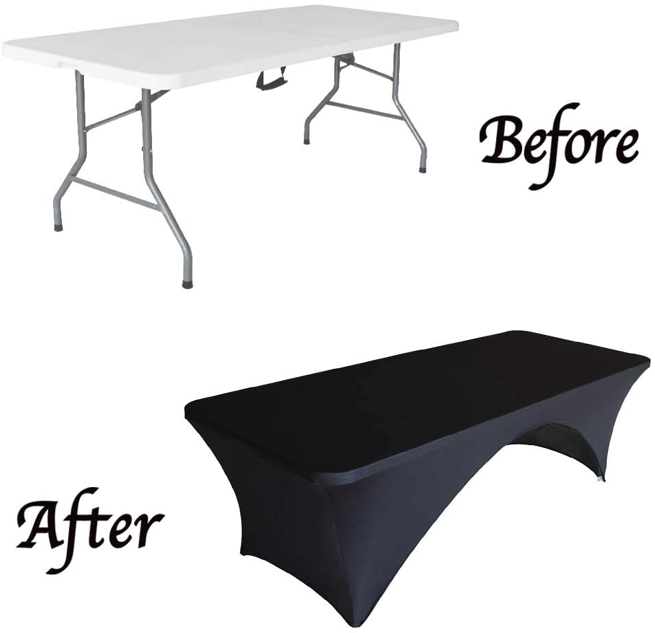 Spandex Table Cover 4 ft. Fitted 30+ Colors Polyester Tablecloth Stretch Spandex Table Cover-Table Toppers,4 FT Table Cover Open Back