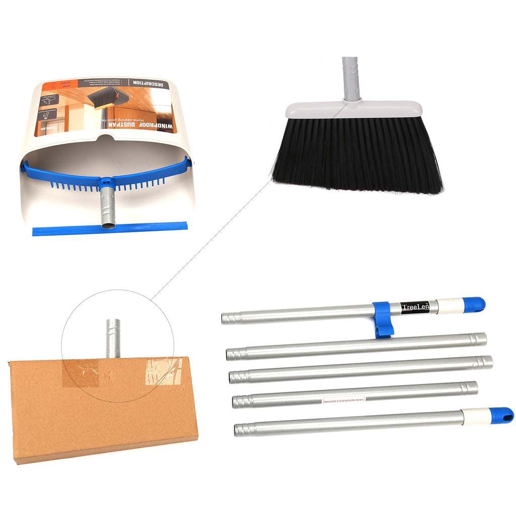 Broom and Dustpan Set, Sweep Set Upright Long Handle Stand Up & Store Indoor Outdoor for Home Kitchen